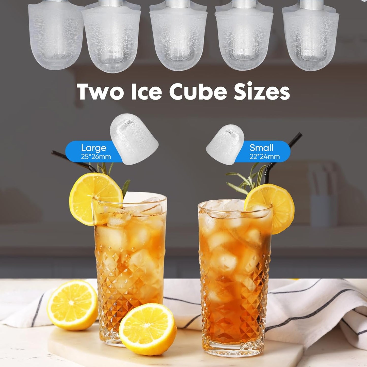 SNOWMAN Ice Maker, Portable Ice Machine Self-Cleaning, 9 Cubes in 6 Mins, 26.5Lbs/24H, 2 Sizes of Bullet Ice, Ice Scoop, Basket & Handle, Ice Cube Maker for Home Kitchen Party,1.5 L, Black