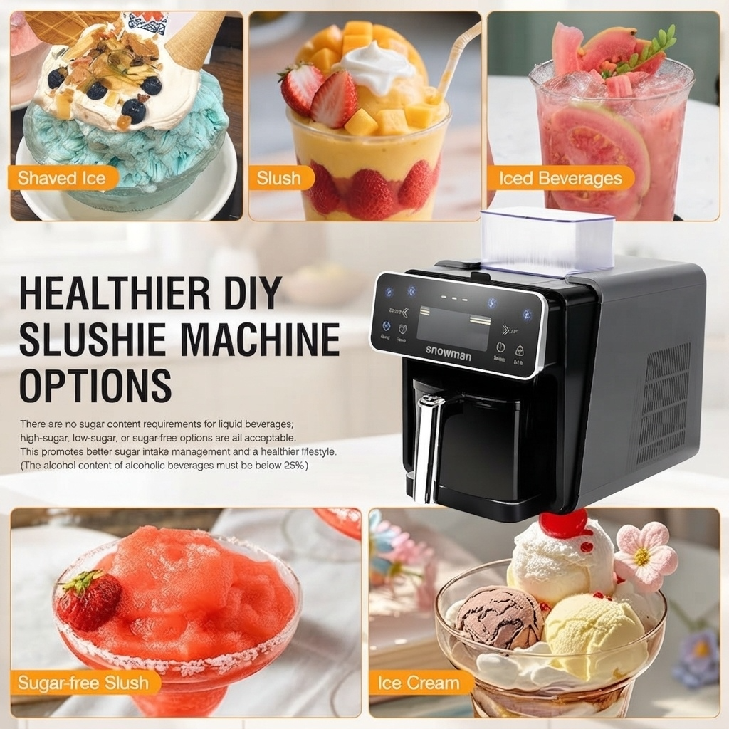 Slushie Machine, 4 IN 1 Shaved lce Machine & Slushie Machine & lce Cream Maker & Frozen Drink Machine, No Sugar Content Requirements, No Ice Needed, Auto-Clean, Perfect for Family, Parties