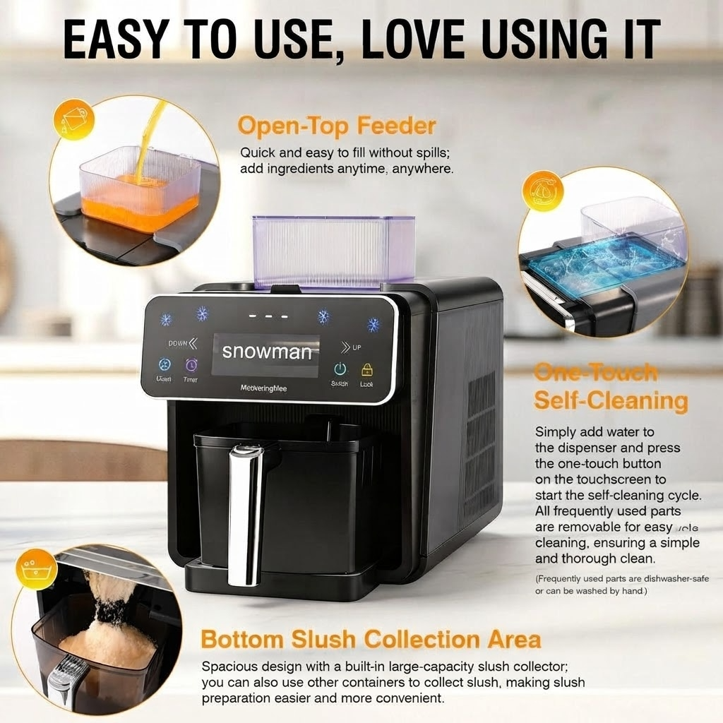 Slushie Machine, 4 IN 1 Shaved lce Machine & Slushie Machine & lce Cream Maker & Frozen Drink Machine, No Sugar Content Requirements, No Ice Needed, Auto-Clean, Perfect for Family, Parties