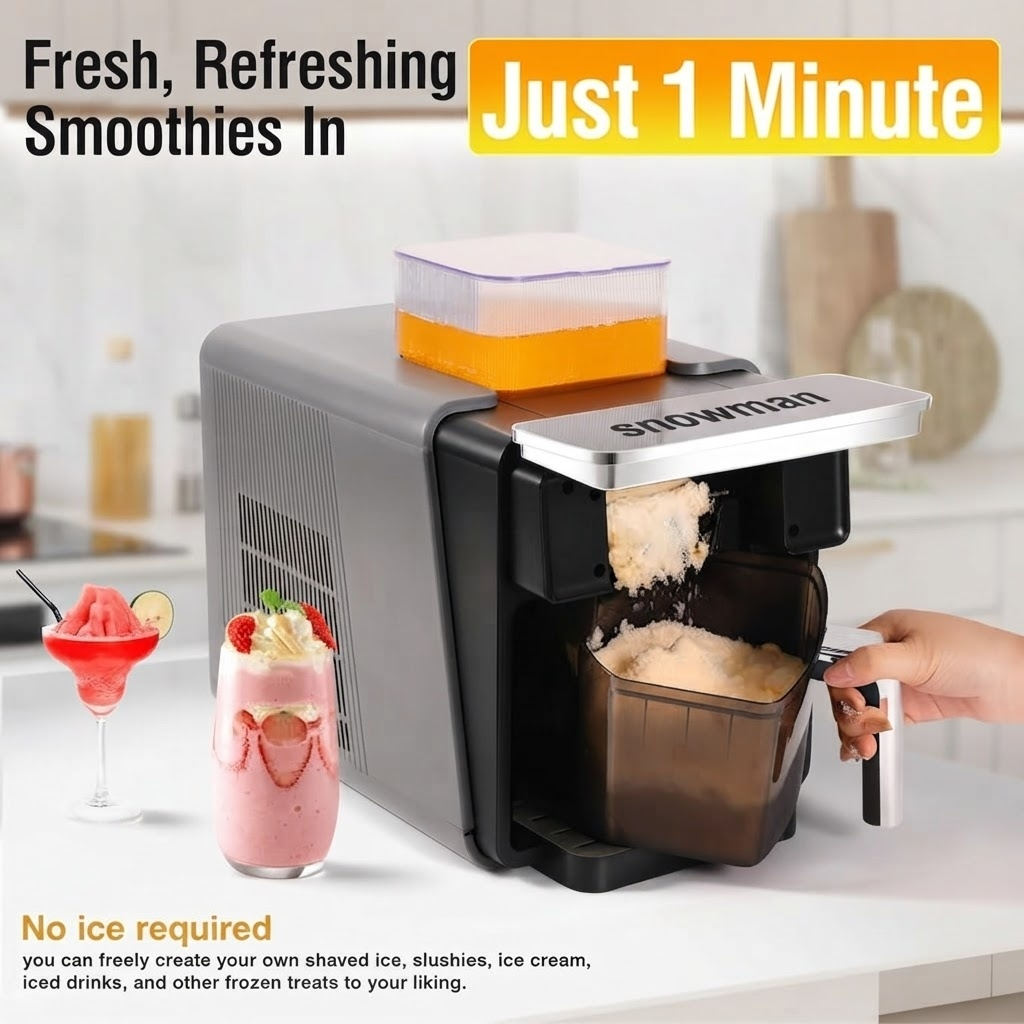 Slushie Machine, 4 IN 1 Shaved lce Machine & Slushie Machine & lce Cream Maker & Frozen Drink Machine, No Sugar Content Requirements, No Ice Needed, Auto-Clean, Perfect for Family, Parties